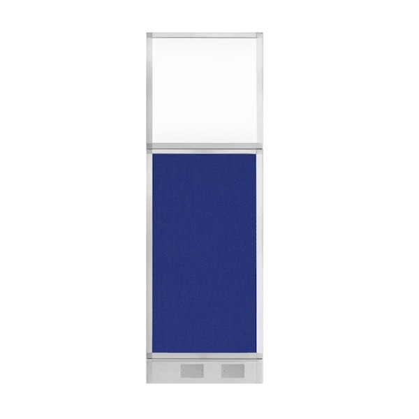 Hush Panel Configurable Cubicle Partition 2' x 6' Royal Blue Fabric Clear Window w/ Cable Channel